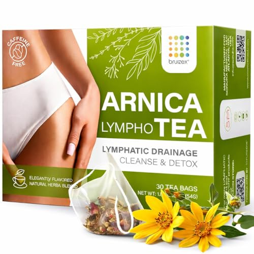 Bruizex Thé à l'arnica pour les ecchymoses et les gonflements, récupération post-opératoire après liposuccion, abdominoplastie, 360 lipo, mélange BBL I pour drainage lymphatique, massage et fibrose