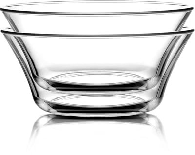NUTRIUPS 2 Pack 22cm Glass Salad Bowls, 1.7L Clear Glass Bowl for Kitchen, Large Serving Bowl Set of 2, Dishwasher & Microwave Safe