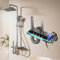 CALISTOUK Columna Ducha con Grifo, 4 Modos Columna Ducha con Rociador superior 30 * 21cm, Iluminación ambiental | Indicación de La Temperatura del Agua Columna Ducha Altura Ajustable 70-103cm