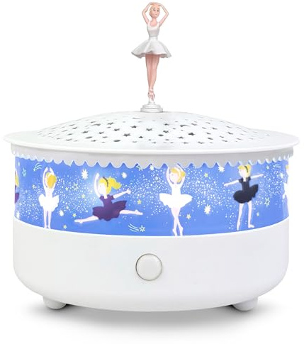 Trousselier - Luce notturna Bebe Musicale e Luminosa Ballerina - Luce notturna Rilevatore di Pianto Bambino Proiettore Stella Ricaricabile USB - 4 Musica Inclusa - 14 cm