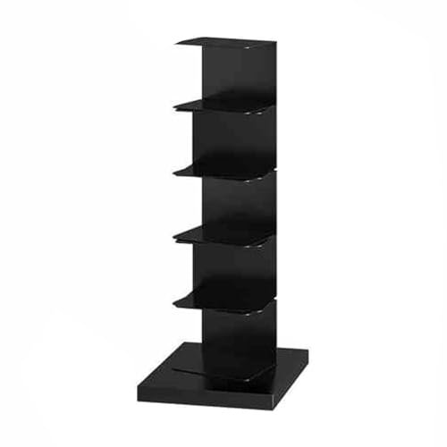 HARELA Metall Bücherregal Bodenstehendes, Bücherregal 5/6/7/8/9-Tier, Standregal Büroregal Dekoregal, Bücherturm Freistehend Ecke Regal Für Kleinen Raum, Wohnzimmer, Büro(Black-6 Tier)