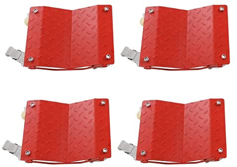 4er-Packung Auto-Rollwagen, Radwagen, Autoreifen-Heringe-Set, 2746 kg Tragkraft, Anhänger-Transportwagen, Mülltonnen-Transportwagen, Reifen-Transportwagen, Gerätetransporter (rot, 4er-Packung-3046 k