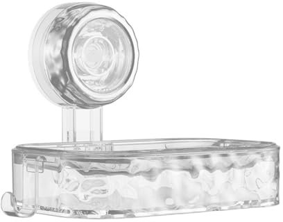 VirtuGro Porte Savon Douche Mural Boite a Savon Support à Savon en Plastique avec Ventouse Puissante Porte Savon Salle de Bain avec Bac de Récupération Argent Transparent