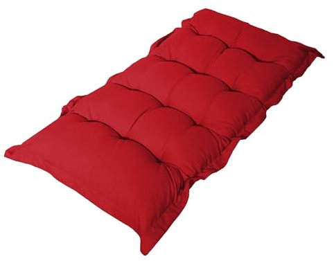 Déco Arts Bodenmatratze – großes Bodenkissen mit hohem Komfort – Futon Baumwolle für Wand, Bank, Liegestuhl etc. – Verwendung drinnen & draußen – 120 x 60 cm, Dicke 10 cm – Rot