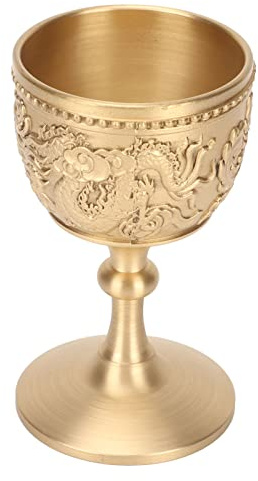 Fdit Cáliz dorado con diseño de dragón y fénix, vaso de vino de latón para fiestas, banquetes, bodas, ideal para amigos y familiares