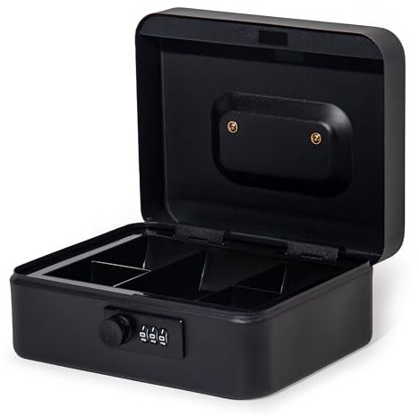 GREELUE Geldkassette (20 * 16 * 8.5 CM) Abschließbar mit Zahlenschloss, Feuerfeste Geldbox, Wasserabweisend Geldkassette Klein mit Münzzählbrett, Cash Box, Spardose