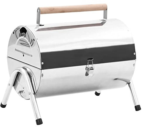 ShGaxin Barbecue à charbon, barbecue à charbon, fumoir barbecue, barbecue charbon et bois, de table en acier inoxydable double grille