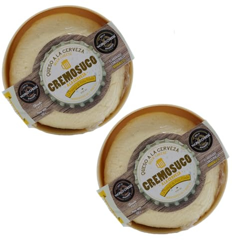 LA PASIEGA DE PEÑAPELADA Queso Cremosuco a la Cerveza, PACK DE 2 Quesos redondos 350 gr (aprox) En caja de madera con film retráctil - Cremoso y Fundente - Leche de Vaca Pasteurizada - Artesanal