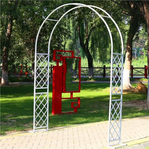 Arche de jardin en métal blanc - Treillage en acier pour plantes - Support de roses d'escalade - Décoration de jardin élégante - Assemblage facile - 3,7 x 2,4 x 0,4 m