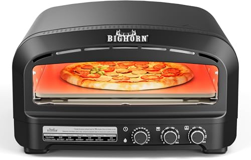 BIG HORN Pizza Oven Indoor, 14 Electric Countertop Pizza Oven with 6 Modes, Heats up to 850°F Pizza Maker, Flip-Up Design Pizza Cooker for Home Kitchen, Restaurants, Parties