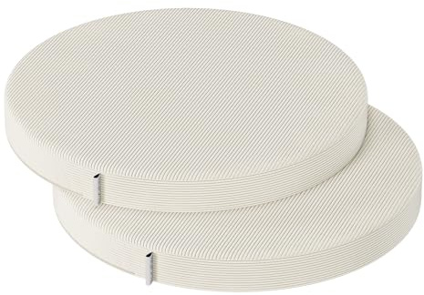 PRIMEPATIO Rund Stuhlkissen Set (2er, Beige) 35x35x5cm - Hochdichte Schaumstoff-Sitzauflage für Küchenstuhl, Gartenstuhl - Waschbar Bezug Indoor/Outdoor