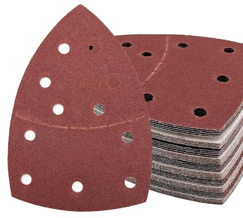 MANICAF Schleifpapier Dreieckschleifer, 25 Stück Deltaschleifer Schleifpapiers 80 Körnungen, 11 Loch Schleifpapier Klett 105mm x 150mm Schleifblätter für Schleifmaschinen