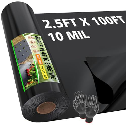10 Mil 2.5 FT X 100 FT Plastic Sheeting Heavy Duty Thick LLDPE Black