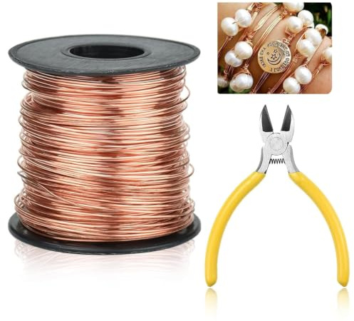Reiner Kupferdraht 100m, 0.3mm Basteldraht & Schmuckdraht - Weicher Kupferdraht für Schmuckherstellung, DIY, Blumenarrangement, Elektronik, 0.3 mm Kupferspule Blank