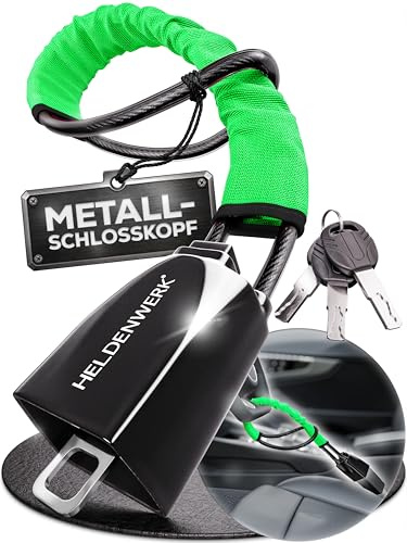 HELDENWERK® Lenkradkralle für Auto & Wohnmobil Lenkradschloss aus Metall | Universelle Passform, Multilayer-Stahlseil, Massives Metallgehäuse, 3 Sicherheitsschlüssel, Manipulationssicheres Schloss