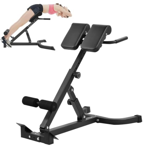 Klappbarer Hyperextension Rückentrainer, 150 Kg Belastbarkeit, 5 Neigungswinkel (35-55°), 8-fach Verstellbare Rückenlehne Römische Bank Mit Breiter Rutschfester Fußplatte Für Zuhause