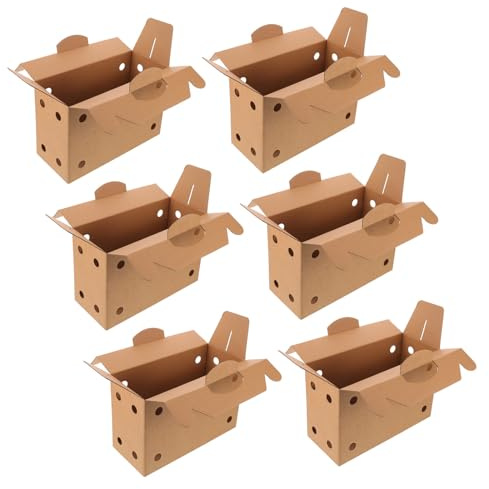 CONGARTENO Poultry Cardboard Carrier 6PCS with Handle and Reinforced Structure for Shipping and Festive Gifting 12.2x8x5.1 Portable Small Animal Transport Box