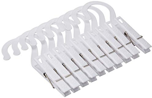 Fox Run Laundry Hooks, Set of 10 Clothing Pin Hooks, White