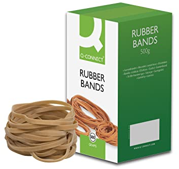 Q-Connect Rubber Bands No.69 150 x 6mm 500g KF10554,yellow|grey|brown|white