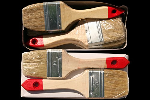 Flachpinsel 60 mm helle Chinaborste 5. Stärke, 12er Set Malerpinsel | 12 Flachpinsel mit 60 mm Breite als überschaubarer Vorrat für Werkstatt, Renovierung und Holzanstriche