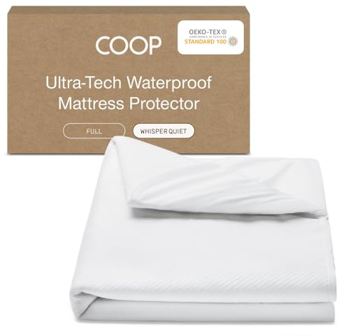 Coop Home Goods Ultra-Tech Waterproof Mattress Protector Full, Smooth Top Mattress Pad, Waterproof Cover, Up to 18 Inches Deep, Machine Washable, Noiseless Comfort, Full (54x75)