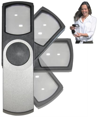 EasY Magnifier Premium Pocket Magnifying Glass with LED Light 3.0X (300%); Small Hand Held Lighted Magnify Glasses for Reading Tiny Print, Menu, Pill Bottles; Visually Impaired A Low Vision Aid