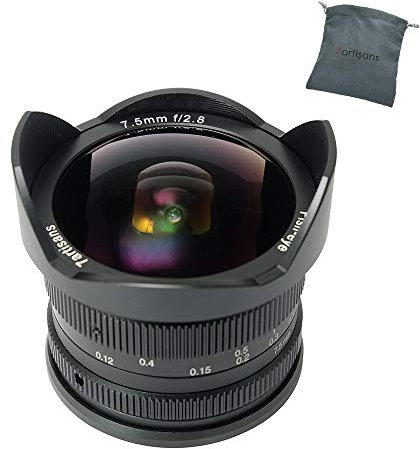 7artisans 7.5mm F2.8 APS-C Wide Angle Fisheye Fixed Lens for Sony E-Mount Cameras NEX-3/3N/C3/F3K/5K/5/5T/5R/5N/5C /5R,A7,A7II,A7R,A7RII,A7S, A7SII,A5000, A5100, A6000, A6100,A6300, A6500,A9