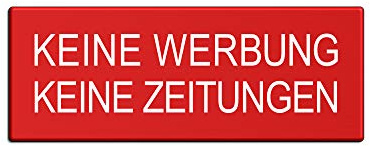 Briefkastenschild Keine Werbung Keine Zeitungen 66x25 mm Aluminiumschild rot-weiß beschichtet selbstklebend Nr.57052-R