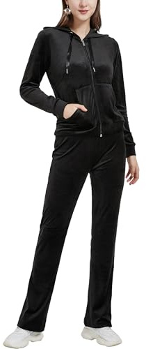 Woolicity Women Velour Tracksuit Set Ladies 2 Piece Zip Up Hoodie and Joggers Bottom Outfits Sportswear Sweatsuit