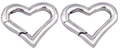 EXCEART Schnappverschluss Für Schlüsselbund 2PCS Herz Frühling Schnallen Edelstahl Schnallen Snap Keychain Clip für Outdoor Klettern Bergsteigen (Silber) Mini-Herzfederschnalle