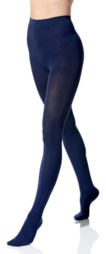 Yenita Caldi collant da donna, in cotone, tinta unita, colore blu marino (44-46)