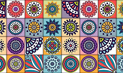 Tappeto, Passatoia in Stampa Digitale Alta qualità, Ampia Gamma di Colori e Disegni (Serie DIGIT) VARIE MISURE (Mattonelle allegre, 52 x 90 cm)
