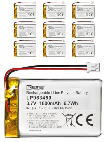 10pcs EEMB Batería 3.7V 1800mAh 963450 Bateria de lipo Recargable Bateria Litio con Conector JST ¡Asegúrese de Que la polaridad del Dispositivo Coincide con la batería Antes de Comprar!