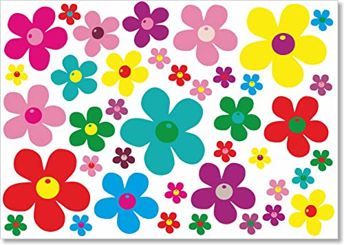 beihaasnatuerlich 40 Blumenaufkleber, Wetterfeste Outdoor-Sticker, Bunt | UV- und kratzfeste Prilblumen Aufkleber für Küche, Bad, Auto, Fahrrad, Laptop, Koffer, Bobbycar und Roller