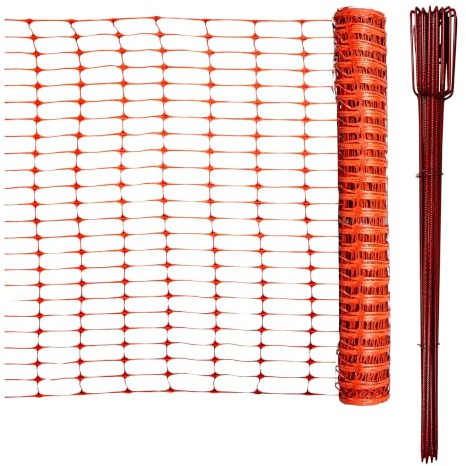 horizont Baustellenabsperrung, 50m lang, 1m hoch, Absperrzaun Kunststoff | Absperrzaun Set inkl. 10 Absperrleinenhalter für Baustellen, orange, Absperrung, Fangzaun, flexibel, mobiles Netz