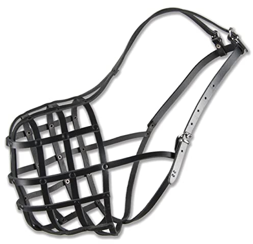 Schwarzer vernieteter Maulkorb aus Leder 22 große Dogge