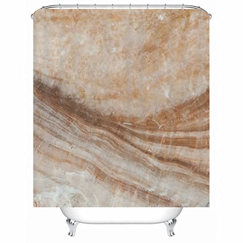 EHOMERY Duschvorhang Duschrollo Dunkel Felsform Polyester Beige Rostfreie Ösen Und 12 Hakenringe, 90X180Cm