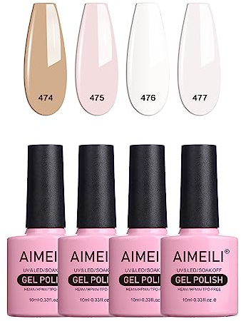 AIMEILI UV LED Gellack mehrfarbig ablösbarer Gel Nagellack Nude Gel Nail Polish Set - 4 x 10ml - Kit Nummer 25