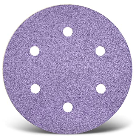 MENZER Purple HD Schleifscheiben 225 mm, 6-Loch (5 Stk.) K100 | f. Trockenbauschleifer, Keramik-Mix, Klettbefestigung