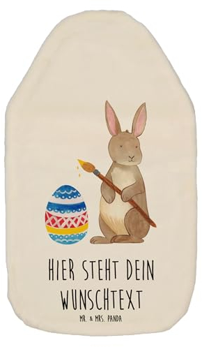 Mr. & Mrs. Panda Personalisierte Wärmflasche Hase Eier Malen - Weiß