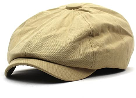 tcax Schiebermütze Herren Solid Cotton Newsboy Ivy Duckbill Caps Herren Flat Peaked Duckbill Gatsby Cap Damen Painter Beret Hüte, Khaki, 55-60Cm