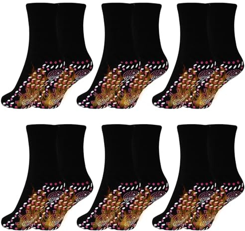 BELIHOME Selbstheizende Socken, 6 Paar Turmalin Socken Selbsterwärmende Winter Warme Socken, Self Heating Socks Selbsterwärmende Socken Damen Herren für Outdoor Skifahren Winter