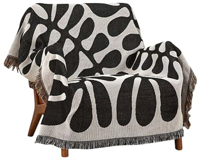 Ergocar Boho Kuscheldecke, Flauschige Wohndecke mit Quasten, Dünn und Bequem Jacquard Überwurf Decke, Weiche & Warme Reisedecken, Couchdecke für Schlafzimmer, Wohnzimmer, Büro