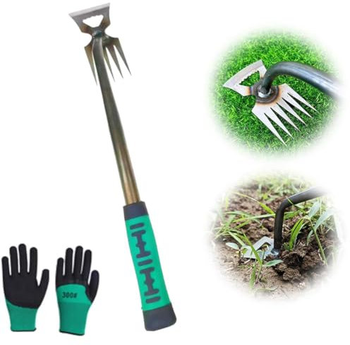 Weeding Artifact Uprooting Weeding Tool Upgraded Garden Weeding Tools Packaged in Carton Stainless Steel/Manganese Steel Forged Weed Puller Dual Purpose Weeder for Garden Lovers (F-5 teeth 36cm)