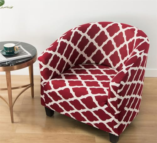 Morbuy Drucken Sesselhussen Sesselbezug Stretch Sesselschoner Sesselüberwurf Elastisch Sofahusse Husse Sofabezug für Clubsessel Loungesessel Cocktailsessel (Rot)