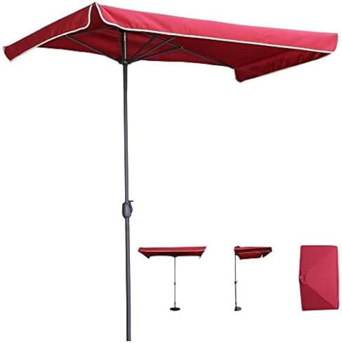 Halbschirm 2,3 x 1,3 m, Sonnenschutz, rechteckig, mit Kurbel, Gartenschirm für Terrasse, Balkon, Rot
