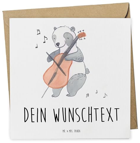 Mr. & Mrs. Panda karte personalisiert Panda Cello - Personalisierte Geschenke, Klassik, Bogen, Instrumente, Grußkarte, Karten, Streicher, Barock, Grußkarten