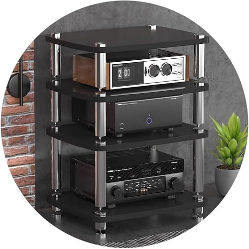 HIFI Audio Cabinet 4 strati HIFI Stand giradischi MDF Stand Audio Rack con piedini ammortizzanti - Amplificatore di potenza Scaffale Attrezzature Cabinet