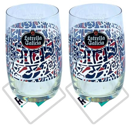 Roxley Estrella Galicia - Vaso de cerveza nucleado de media pinta X2 Pub Club