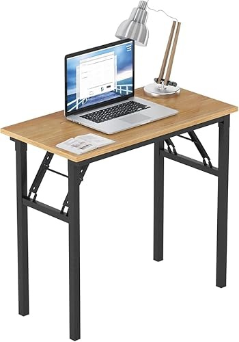 AuraCraft Klapptisch,Schreibtisch,Computertisch PC Tisch,Schreibtisch klein,Kleiner Klapptisch,Bürotisch Schreibtisch Holz Officetisch (Teak-Schwarz, 80x40CM)